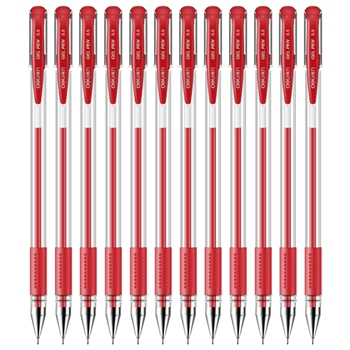 中性笔 得力(deli) 6601 0.5mm半针管中性笔签字水笔 12支/盒 红色
